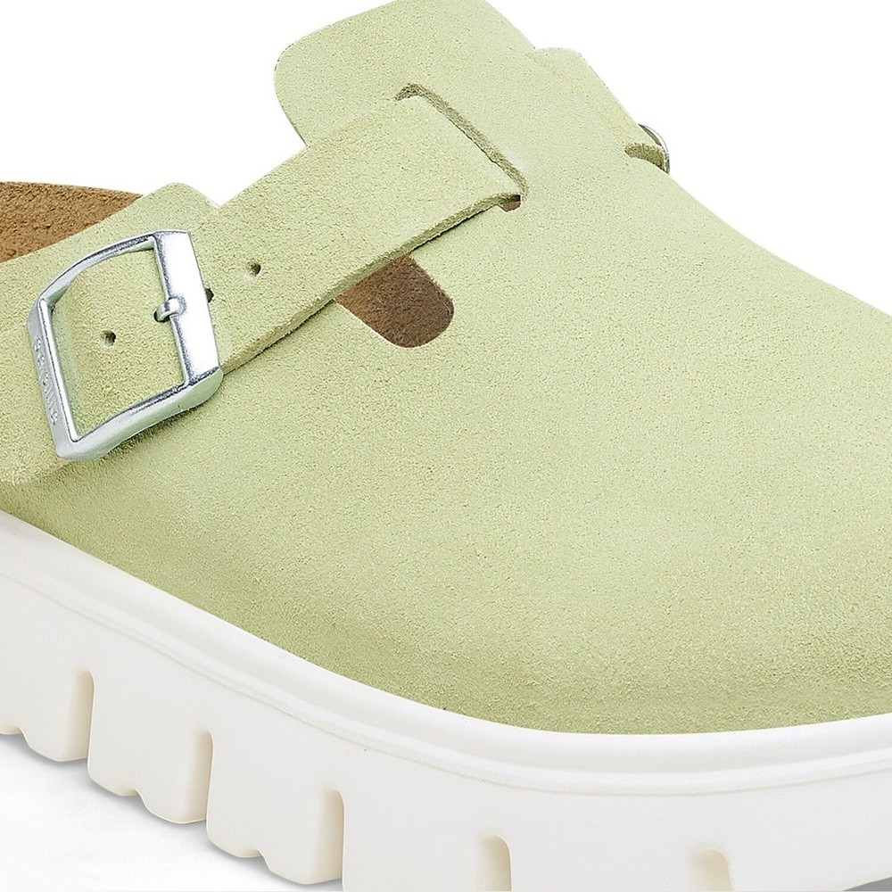 Birkenstock Boston Clog - Papillio Boston Chunky Suede Leather - Faded Lime - Picture 7 of 8